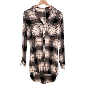 Cloth & Stone Black White Flannel Dress